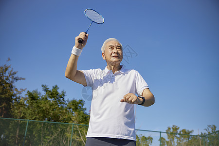老年男性羽毛球运动图片