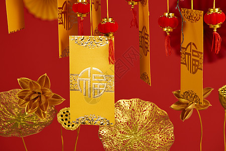 金色红包新年装饰背景图片