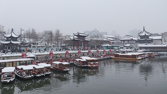 大雪过后古秦淮河畔图片素材