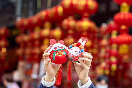 新年兔年装饰品吉祥兔背景图片