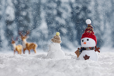 圣诞节图片可爱冬季雪人静物背景
