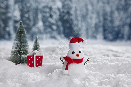 圣诞氛围冬季雪人静物图片