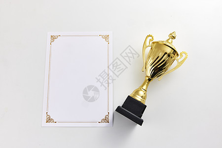 冠军证书和奖杯背景图片