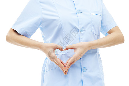 女性护士形象年轻女护士爱心手势特写背景
