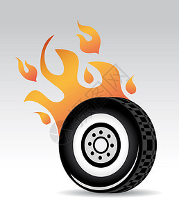 轮胎燃烧着红橙色的火焰快车图片