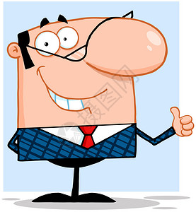 漫画,雇员微笑的商人现身竖起大拇指背景