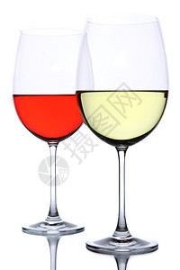 红色和白色的酒杯上白色孤立图片