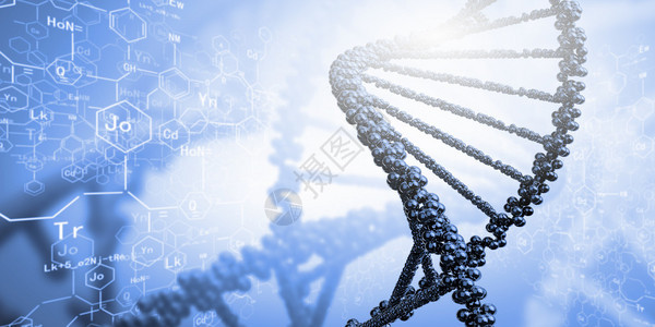 DNA分子位于彩色背景的前面图片