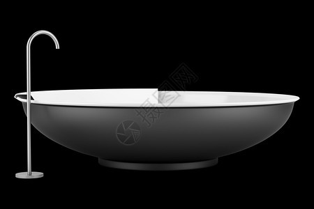 现代黑色圆周浴缸以图片