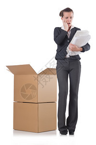 女人女商人白色的盒子图片