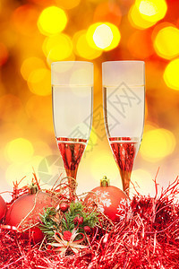 圣诞杯生命两杯香槟图片