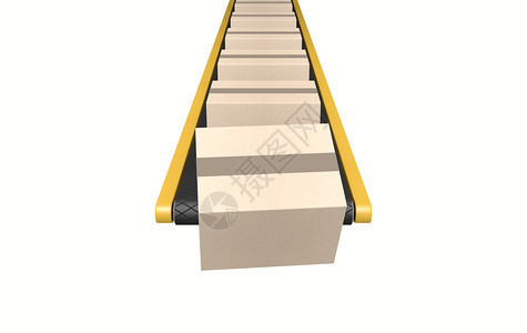 运输纸板盒的常规带式传送系统图片