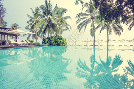 酒店泳池度假胜地的豪华游泳池图片