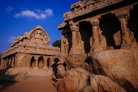 印度南部Pallava国王的古老建筑奇迹之一图片