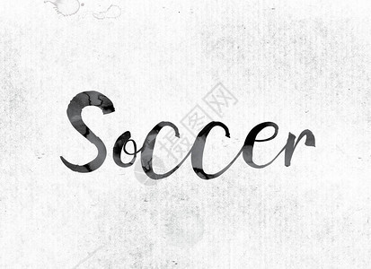 写在白纸上水彩墨迹中的Soccer图片