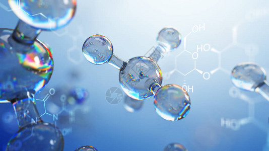 3d分子模型说明具有分子化学方程式的科学背图片