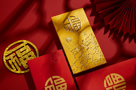 新年喜庆烫金红包背景图片