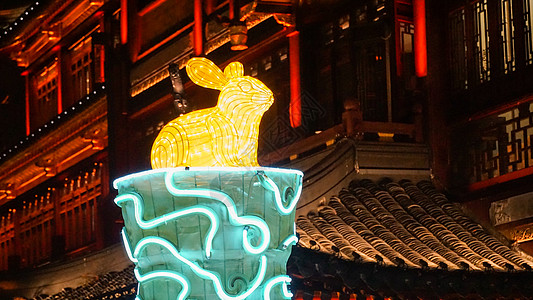 兔子灯笼豫园新年元宵灯会背景