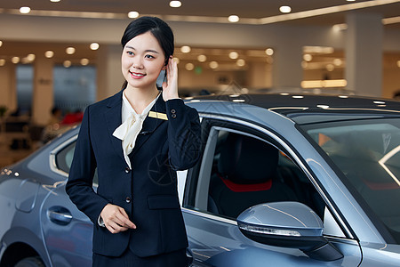 女性汽车销售导购员形象背景图片