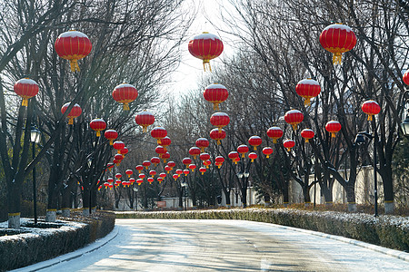 别墅区雪景图片