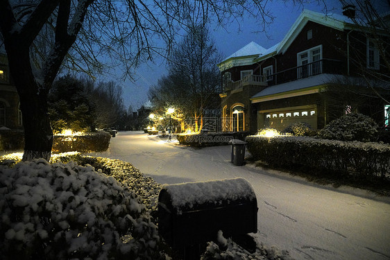 别墅区雪景图片