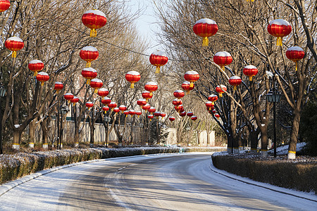 新年地产别墅区雪景背景