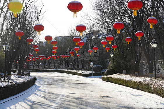 别墅区雪景图片