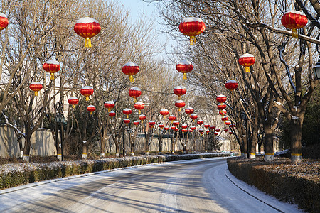 别墅区雪景图片