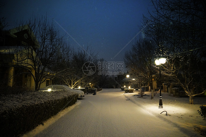 别墅区雪景图片