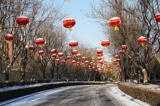 别墅区雪景图片