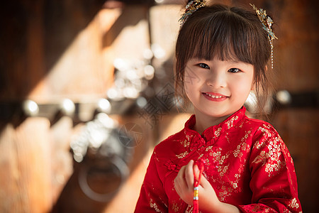 可爱的小女孩过新年图片