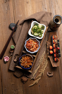 日本特色日本料理小菜背景