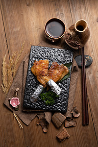 筷子俯视日本料理鸡翅饺子背景