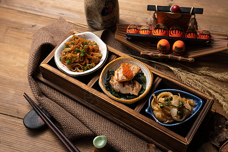 日式海鲜日本料理小菜背景