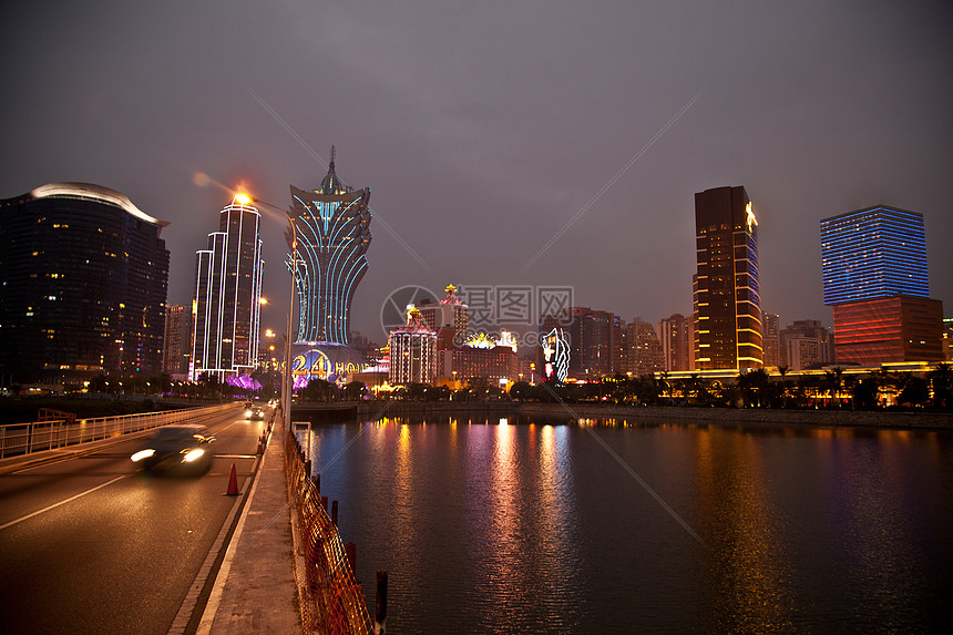 澳门城市建筑夜景图片