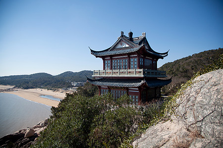 植物水浙江省舟山市普陀山观日阁背景