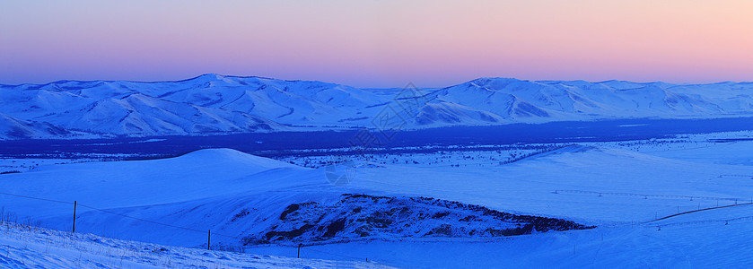 内蒙古呼伦贝尔草原雪景背景图片