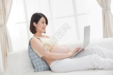 孕妇使用笔记本电脑图片