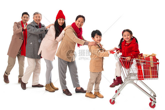 幸福家庭新年购物图片