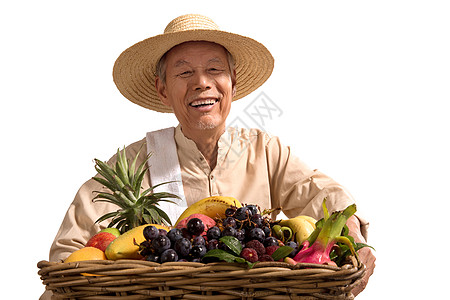 老农民出示自家水果图片