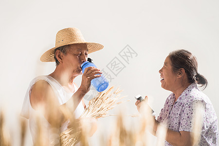 老年夫妇在麦田图片