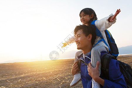 快乐父女儿童背,图片素材