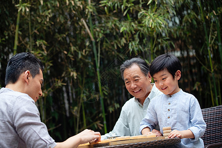 祖孙三人下象棋图片