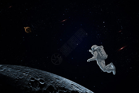 仰望星空插画航天员在宇宙空间遨游背景