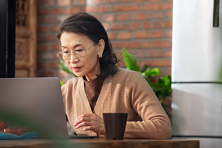 休闲的老年女人使用笔记本电脑图片