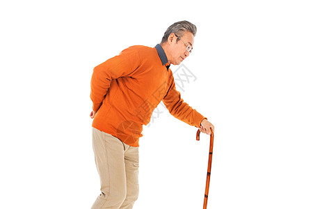 拄着拐杖行动不便的老人图片