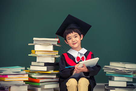 穿着学士服的小学男生图片