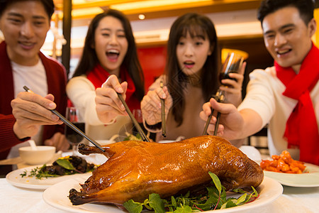 青年人在餐厅聚餐高清图片