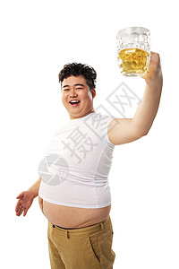 小胖喝啤酒图片