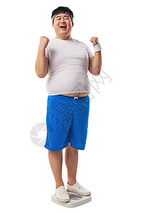 小胖称体重表现积极浴室秤高清图片